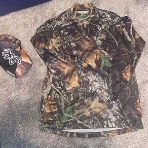 Browning hat with camo long sleeve large t shirt